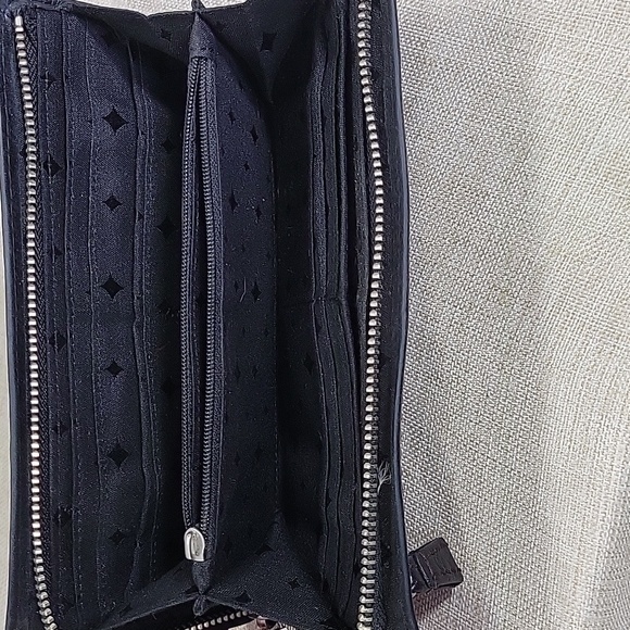 Women's Fossil Black Leather Wallet Clutch Purse - Picture 6 of 9